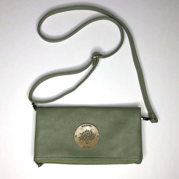 Mulberry Handbags - MULBERRY GREEN LEATHER CROSSBODY CLUTCH PURSE